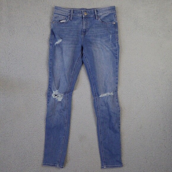 Old Navy Jeans Womens 6 Blue Rockstar Skinny Denim Stretch Pants Distressed - Picture 1 of 12
